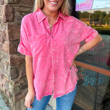 Mineral Washed Vintage Button Down Top