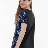 Gameday Navy and Silver Football Top