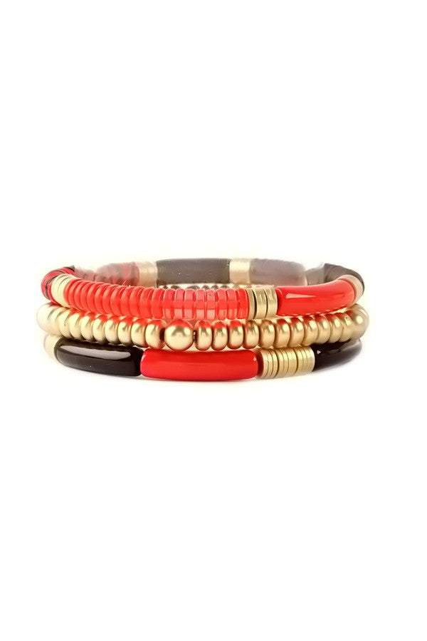 Red and Black - Game Day Football Acetate Stretch Bracelet