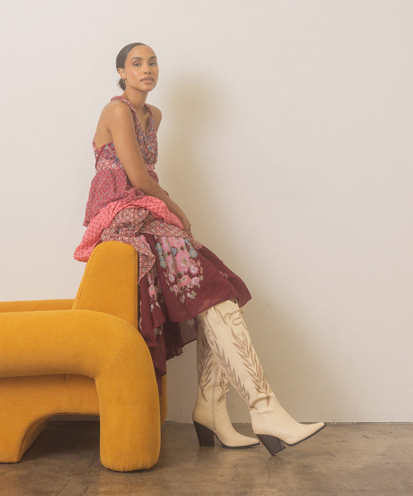 The Bronco Knee High Embordered Cowgirl Boots