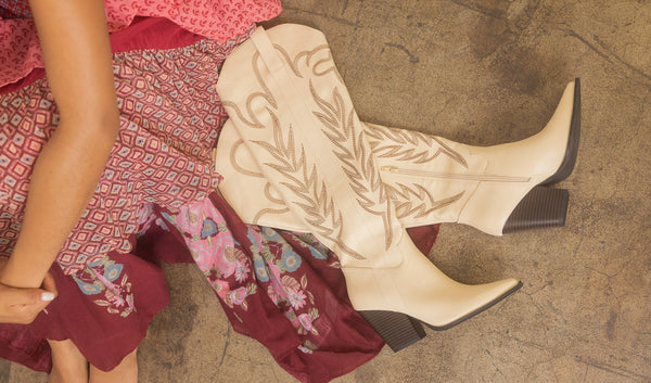 The Bronco Knee High Embordered Cowgirl Boots
