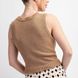 Tan Mock Neck Short Sleeve Top