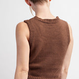 Espresso Brown Mock Neck Short Sleeve Top