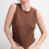 Espresso Brown Mock Neck Short Sleeve Top