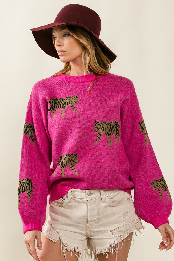 Tiger Tailgate Sweater - Pink