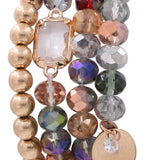 Assorted Bead Coin Charm Stretch Bracelet Set