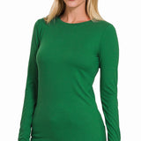 Brushed Microfiber Long Sleeve Round Neck Tee