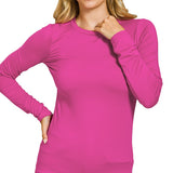 Brushed Microfiber Long Sleeve Round Neck Tee