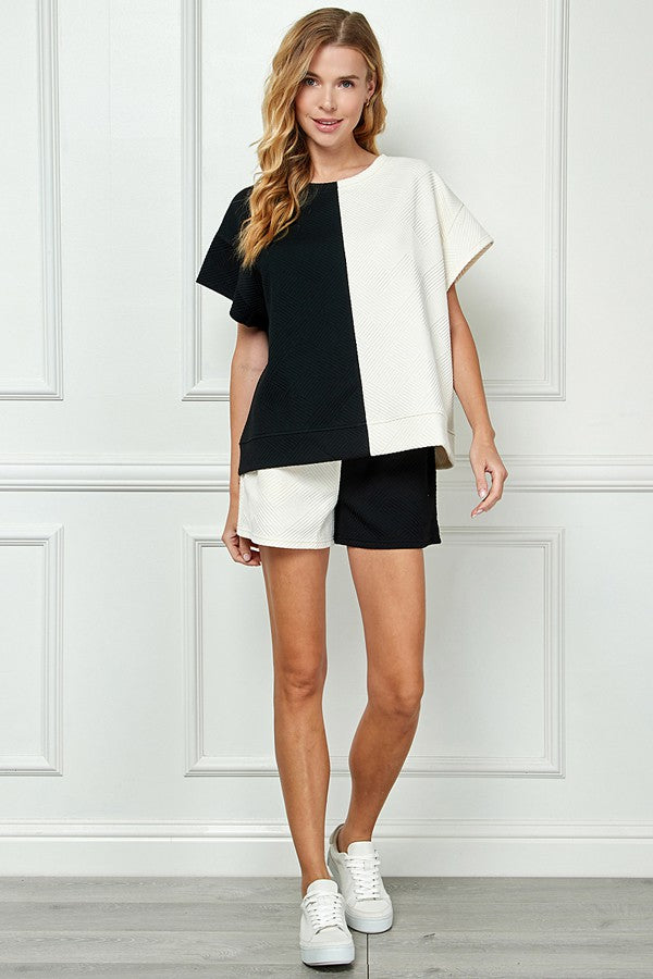 Double Take - Textured Color Block SHORTS