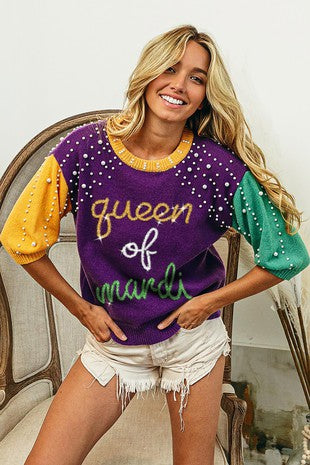 Mardi Queen Pearl Sweater