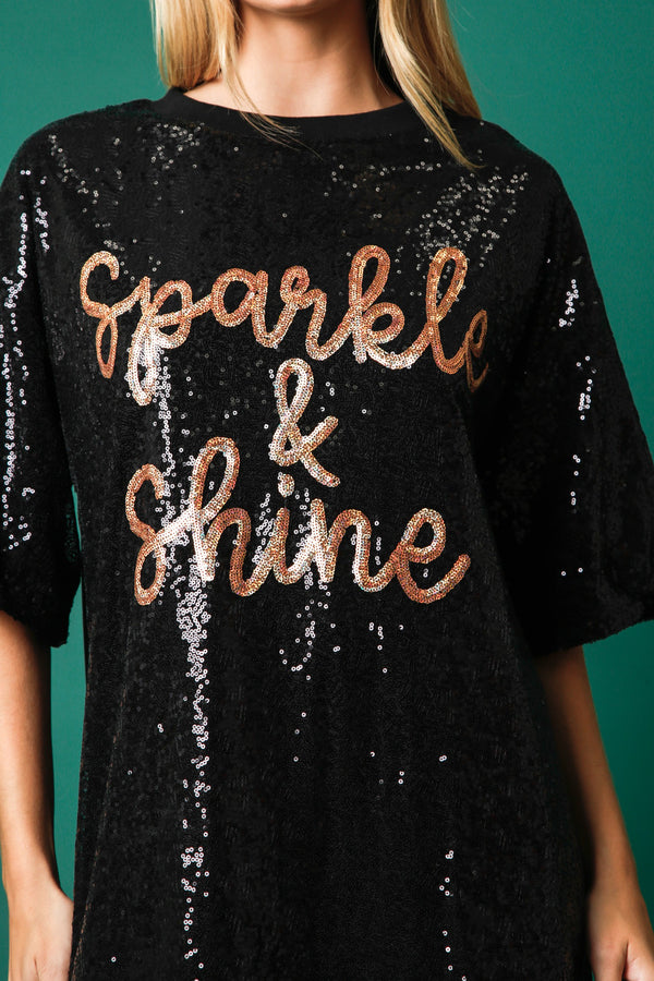 Sparkle and Shine Sequin T-Shirt Dress