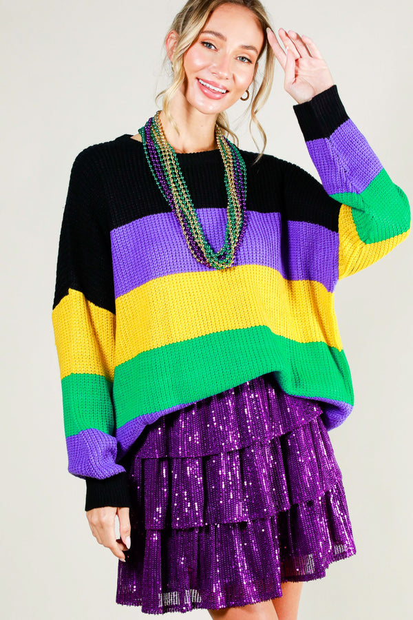 Masquerade Mardi Gras Sweater