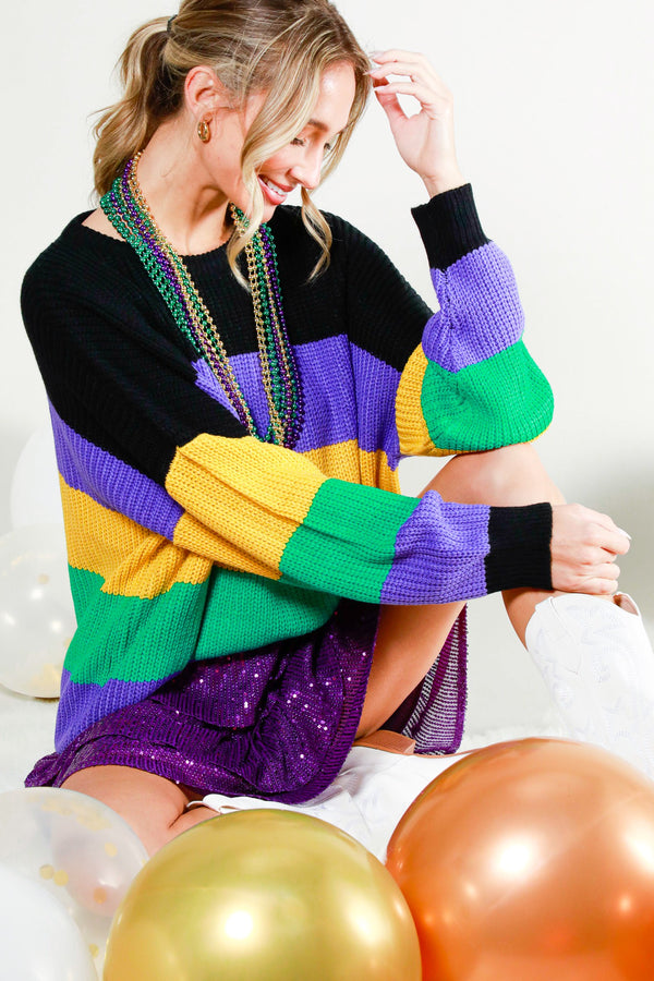 Masquerade Mardi Gras Sweater