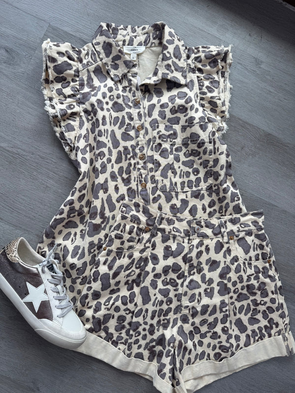 Leopard Denim Shorts