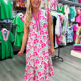 Pink and Green Floral Midi | Regular and Plus