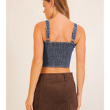 The Denim After Dark Lace Up Top