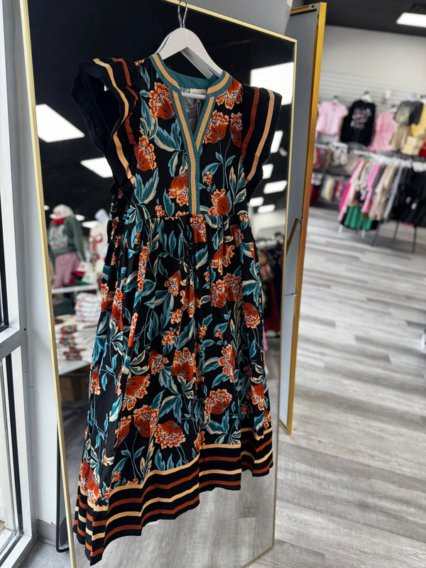 Into the Breeze Black Rust and Blue Midi