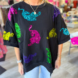 Tiger Colorful Sequin Oversized Top | FINAL SALE