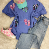 Summer Flip Flop Sequin Top