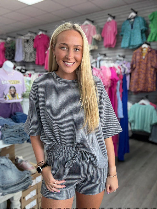 BLACK FRIDAY | Ribbed Short Sleeve Top & Short Set