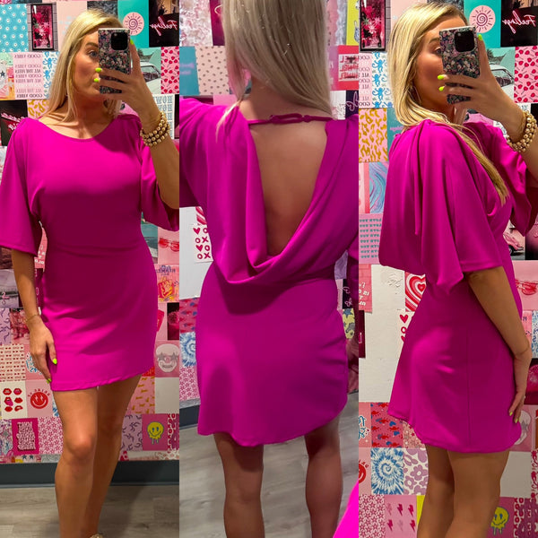 Bring It Back Draped Back Dress - Pink