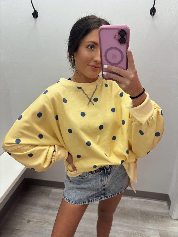 Dot Your Way Pullover | Yellow and Blue