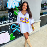 LSU Tiger Eye (Licensed) | Sequin Design Football Jersey White