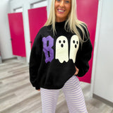 Boo Halloween Reversible Mockneck