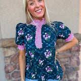Bloom & Breeze Floral Top | Navy