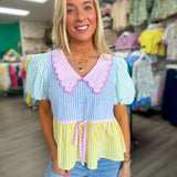 Hop On By Stripe Pastel Top