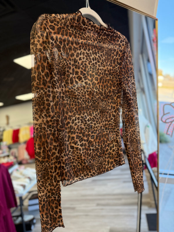 Leopard Mesh Top