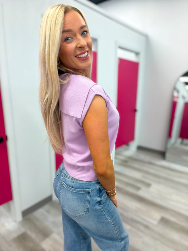 Coastal Chic Sailor Sweater Top Lavender