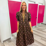 Fields of Floral Midi Dress Brown