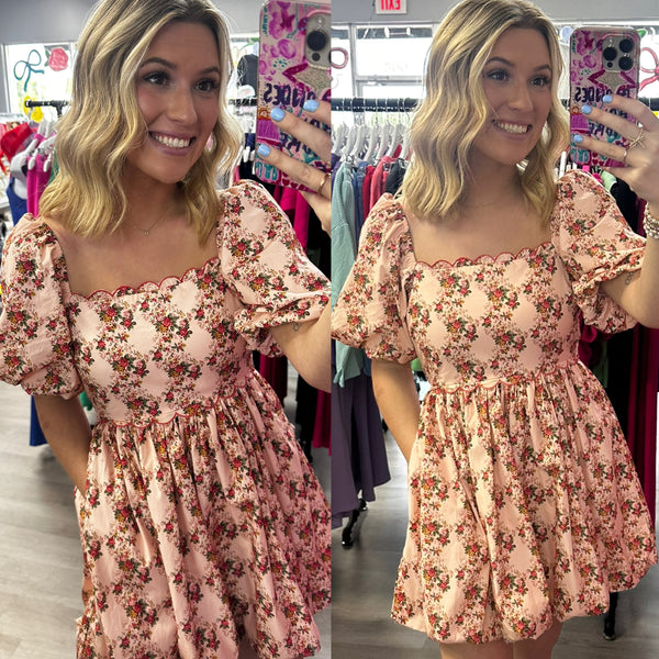 Better Times Floral Scallop Dress