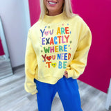 Reversible Graphic Mock-Neck Crop Sweatshirt Yellow