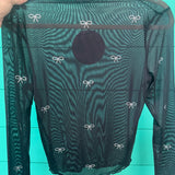 Mesh Rhinestone Bow Top
