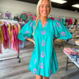Teal Palm Mini Dress