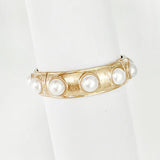 Worn Gold Stretch Bracelet with Pearl Accents