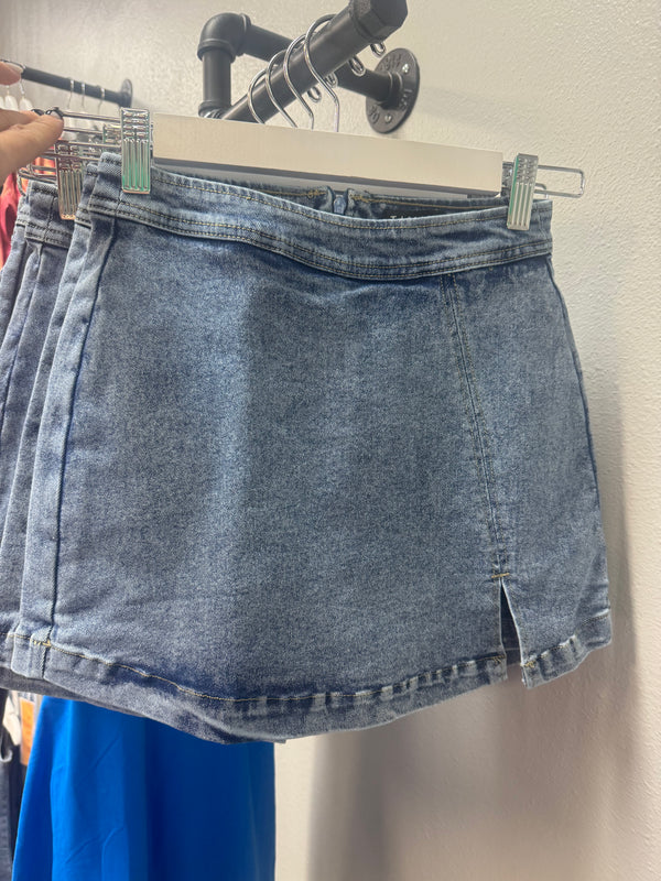 Mini Denim Skort -Medium Denim