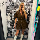 Howdy Babe Brown Denim Romper