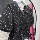 Black and White Polka Dot Collar Top