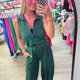 Hunter Green Zip Jumpsuit