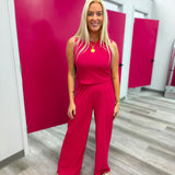 Take Me There Crinkle Textured Cropped Top 2pc Loungewear Set