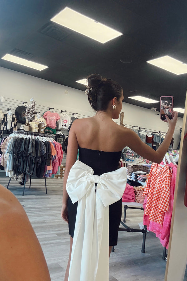 Black Bow Back Mini Dress