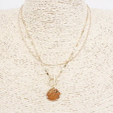 Gold Thin Multi Chain with Hammered Toggle Coin 16"-18" Necklace