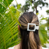Square Flat Hair Clip | Medium | Coconut White