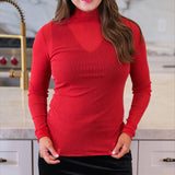 Keigan Mesh Top- Red Glitter
