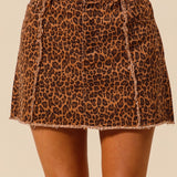 Vintage Wash Distressed Leopard Skirt