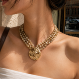 Marbled Bead Layered Statement Necklace