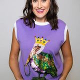 Mardi Gras Pelican | Sequin Sleeveless Sweater